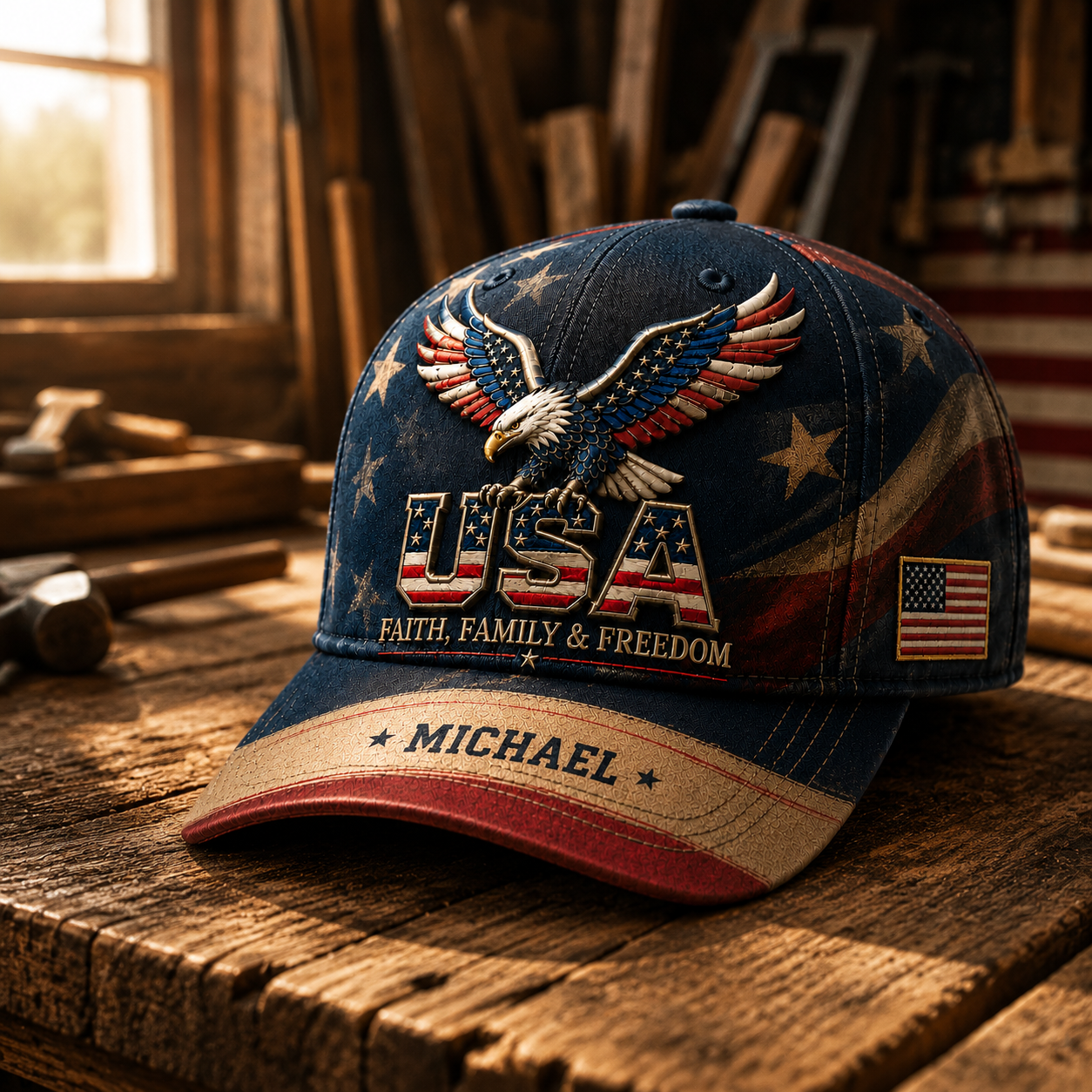 Personalized USA Eagle Name Baseball Cap