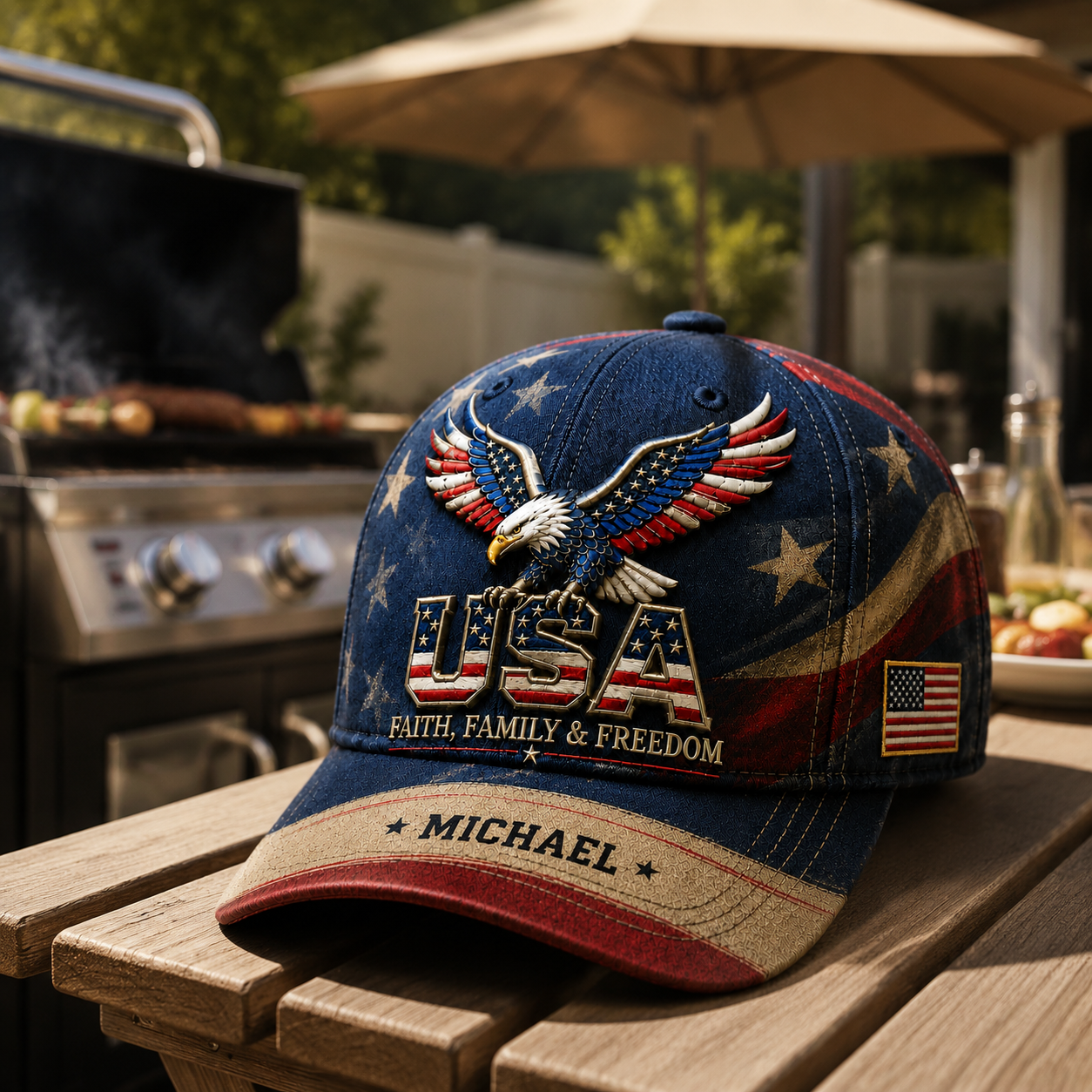 Personalized USA Eagle Name Baseball Cap