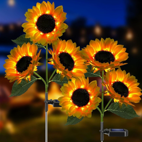 2-Piece Solar LED Sunflower Garden Lights, Realistic