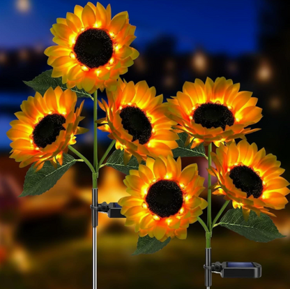 2-Piece Solar LED Sunflower Garden Lights, Realistic