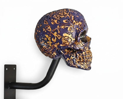 💀Skull Motorcycle Helmet Holder – Punk Skull Wall Mount Rack for Helmets, Jackets & Garage Decor