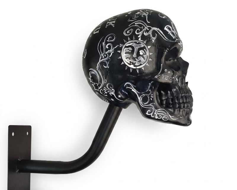 💀Skull Motorcycle Helmet Holder – Punk Skull Wall Mount Rack for Helmets, Jackets & Garage Decor