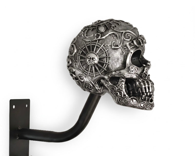 💀Skull Motorcycle Helmet Holder – Punk Skull Wall Mount Rack for Helmets, Jackets & Garage Decor