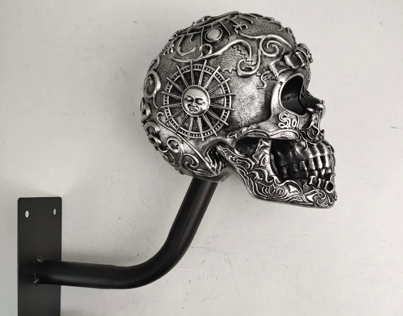 💀Skull Motorcycle Helmet Holder – Punk Skull Wall Mount Rack for Helmets, Jackets & Garage Decor