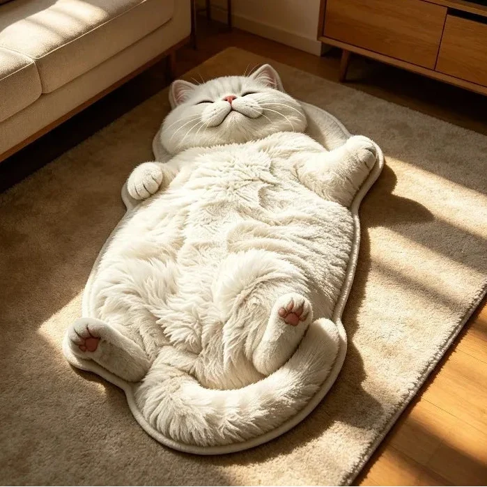 Warm Ginger orange cat-shaped rug