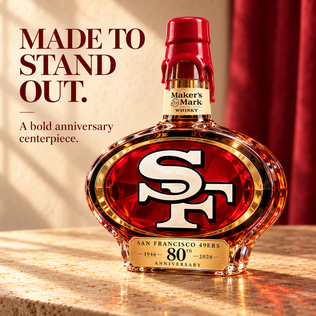 San Francisco 49ers 80th Anniversary Collector Whiskey Bottle – 1946–2026 Commemorative Edition