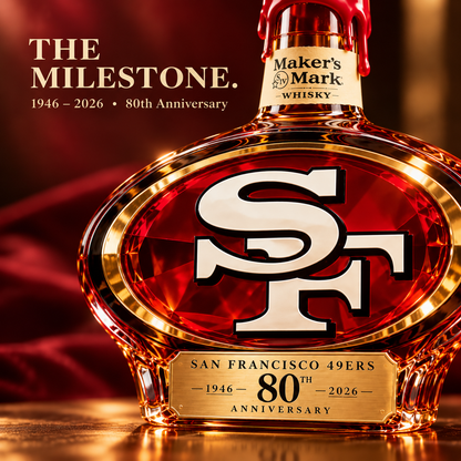 San Francisco 49ers 80th Anniversary Collector Whiskey Bottle – 1946–2026 Commemorative Edition
