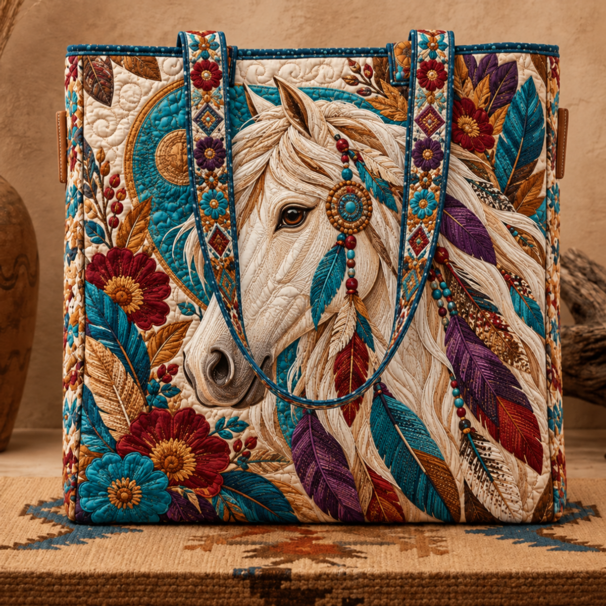 🎁 Handmade Native American Quilted Tote Bag