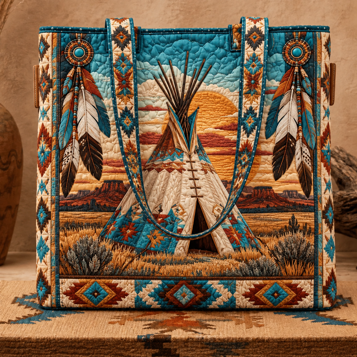 🎁 Handmade Native American Quilted Tote Bag