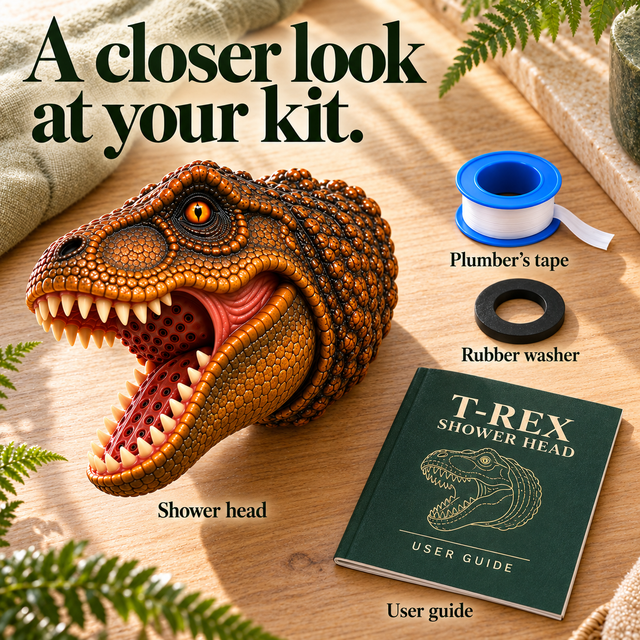 T-Rex shower head displayed as a creative dinosaur gift
