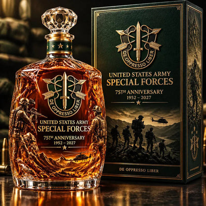 United States Army Special Forces 75th Anniversary Whiskey Bottle