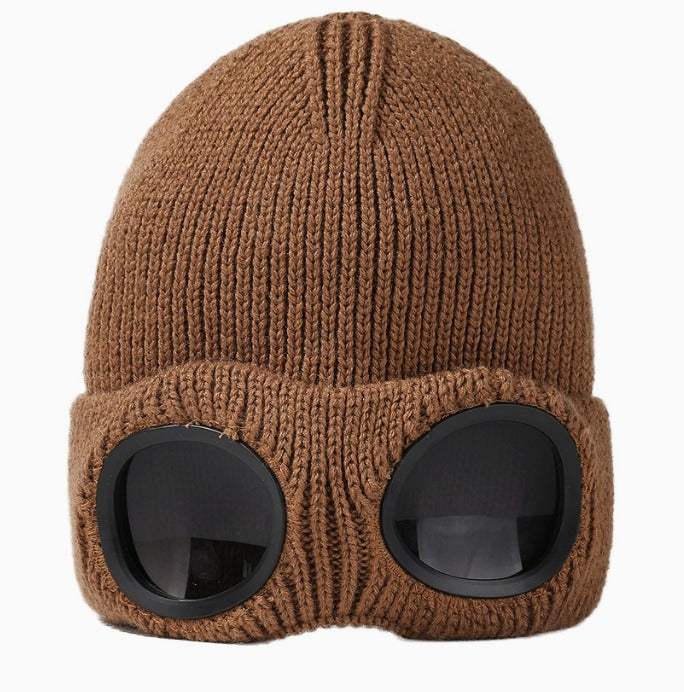 😎 Goggle Beanie Winter Hat🧢 – Funny Knit Pull-Down Hat with Built-In Lenses😂