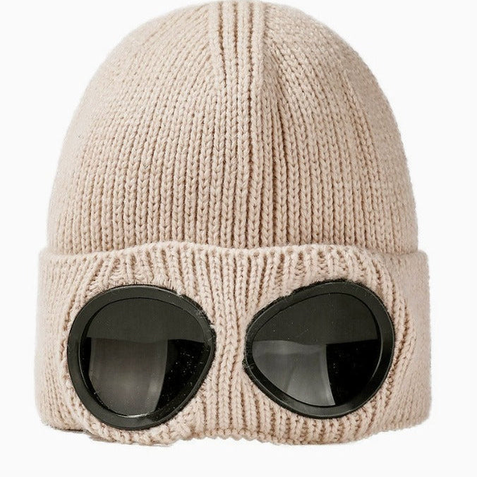 😎 Goggle Beanie Winter Hat🧢 – Funny Knit Pull-Down Hat with Built-In Lenses😂