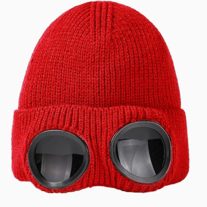 😎 Goggle Beanie Winter Hat🧢 – Funny Knit Pull-Down Hat with Built-In Lenses😂