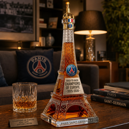 🎁🗼PSG Eiffel Tower Champions Trophy Decanter Whiskey Bottle