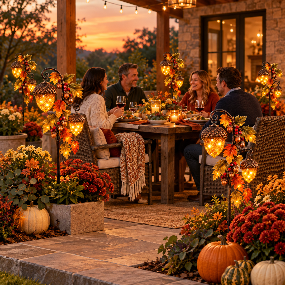 🔥 Last Day 49% OFF-🍁 Autumn Acorn Glow™ – Solar Double Acorn Garden Stake Light🎁