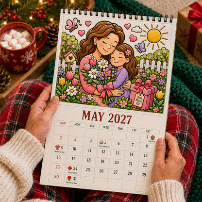 🎨Color The Year 2027: Trace-By-Groove Creative Calendar📅| Seasonal Guided Coloring Wall Calendar With Markers