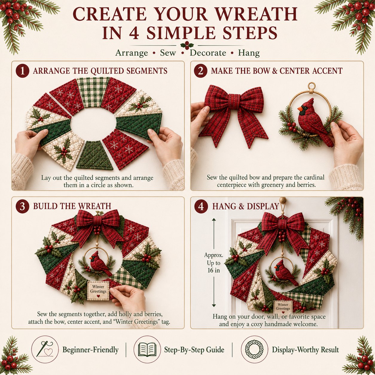 🎄 Christmas Fabric Wreath DIY Kit