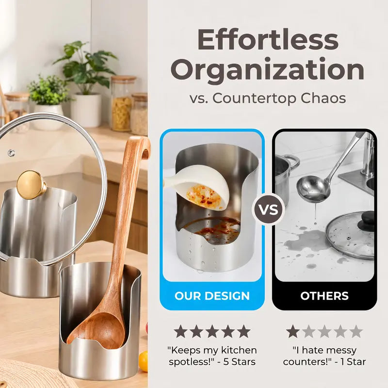 🍴✨ Sleek Stainless Steel Kitchen Utensil Holder – Durable, Rust-Resistant & Easy-Clean Storage