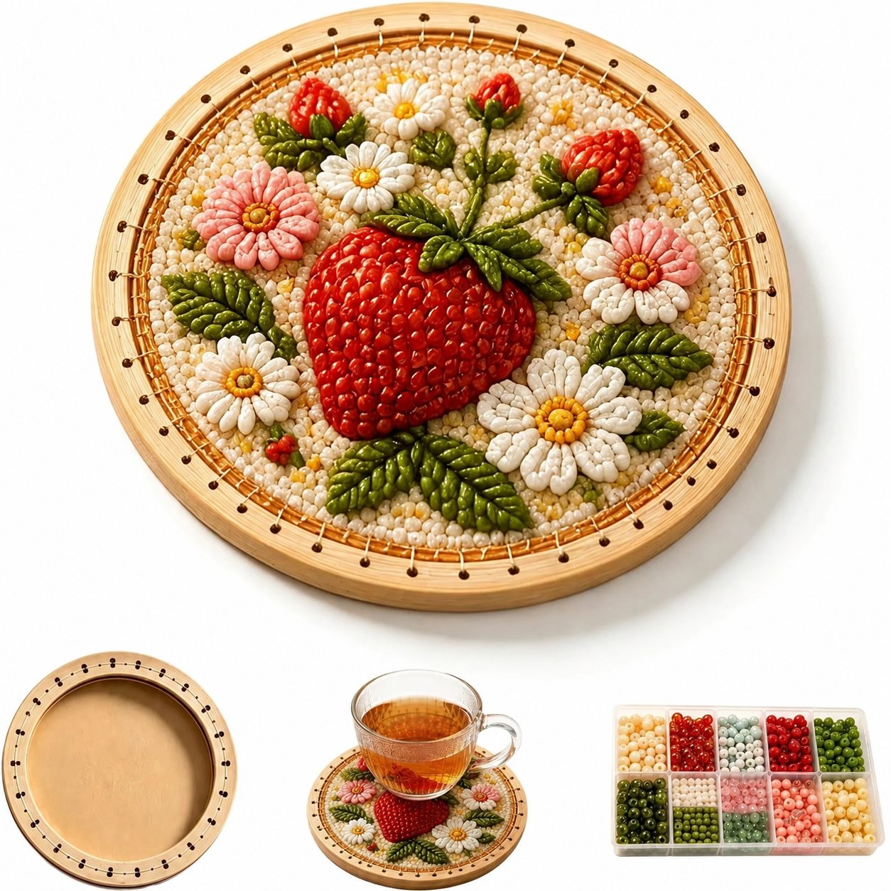 🧵💖 DIY Handmade Floral Beaded Coaster Kit – Relax, Create & Decorate Your Home