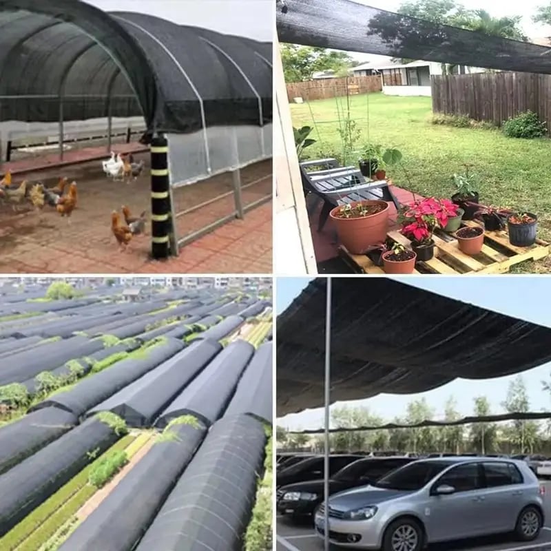 💥90% Blackout Cloth (Black) - 10 x 13ft UV-Resistant Shade Net with Reinforced Rivets