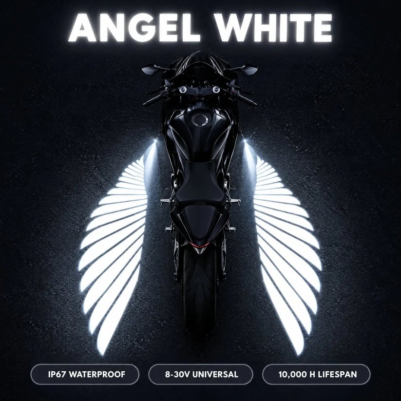 🏍️ Angel Wing Motorcycle LED Projector Lights
