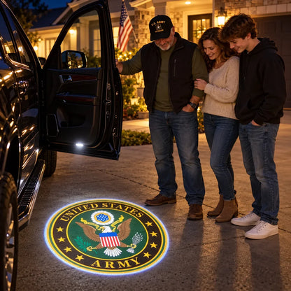 🇺🇸 HonorBeam™ Car Welcome Light | Patriotic Door Projection for Veterans & Military Families 🎖️