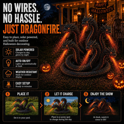 🔥HOT SALE🔥🎃 Fire-Breathing Orochi Solar Garden Light – Epic Multi-Headed Dragon Halloween Decor