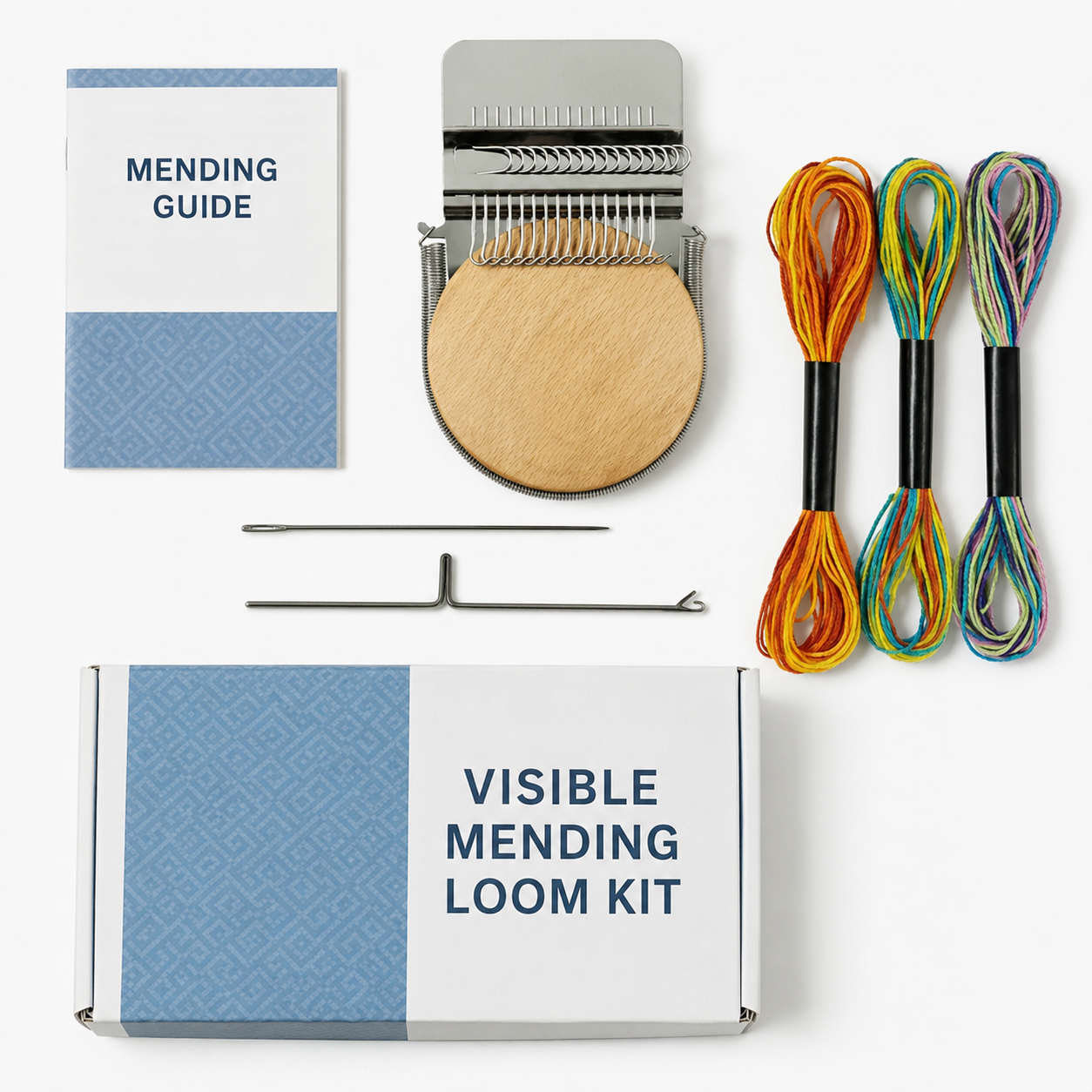 🧶Complete 16-Hook Visible Mending Loom Kit – Repair Sweaters, Socks & Denim