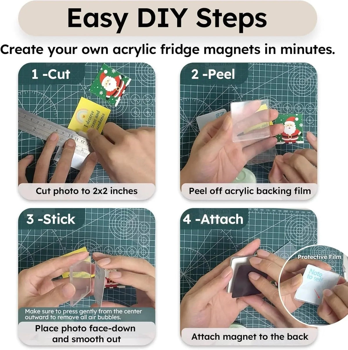 10 Pack 2'x2' Clear Acrylic DIY Fridge Magnets Set with Adhesive Backing – Square Magnetic Photo Frames💕