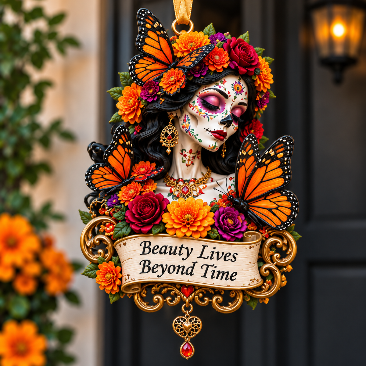 Día de Muertos Catrina Butterfly Ornament  –  Floral Day of the Dead Keepsake Collection, Meaningful Gift for Family & Loved Ones
