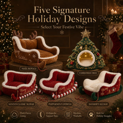 🎄 Santa Paws Christmas Dog Beds – Cozy Festive Sleigh & Holiday Pet Beds