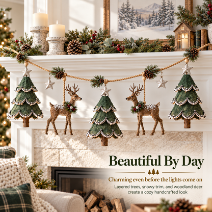 🦌 Lighted Woodland Christmas Garland