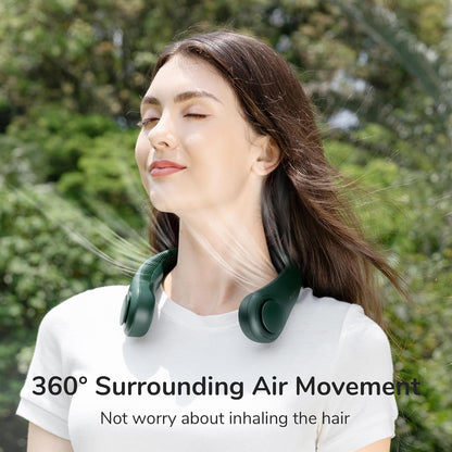 Portable Neck Fan - Hands-Free Bladeless Personal Wearable Fan, 3-Speed USB Rechargeable Cooling Fan for Travel, Office & Outdoor