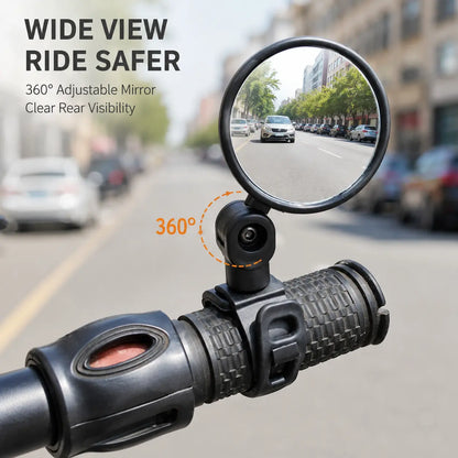 Adjustable Convex Bicycle Rearview Mirror – Shatterproof Clear Handlebar Mirror (1.5-3cm)