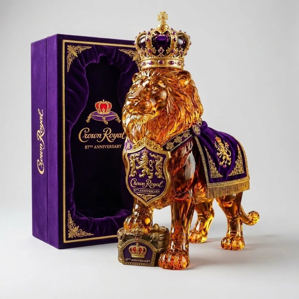 👑Crown 87th Anniversary Royal Lion Whiskey Bottle