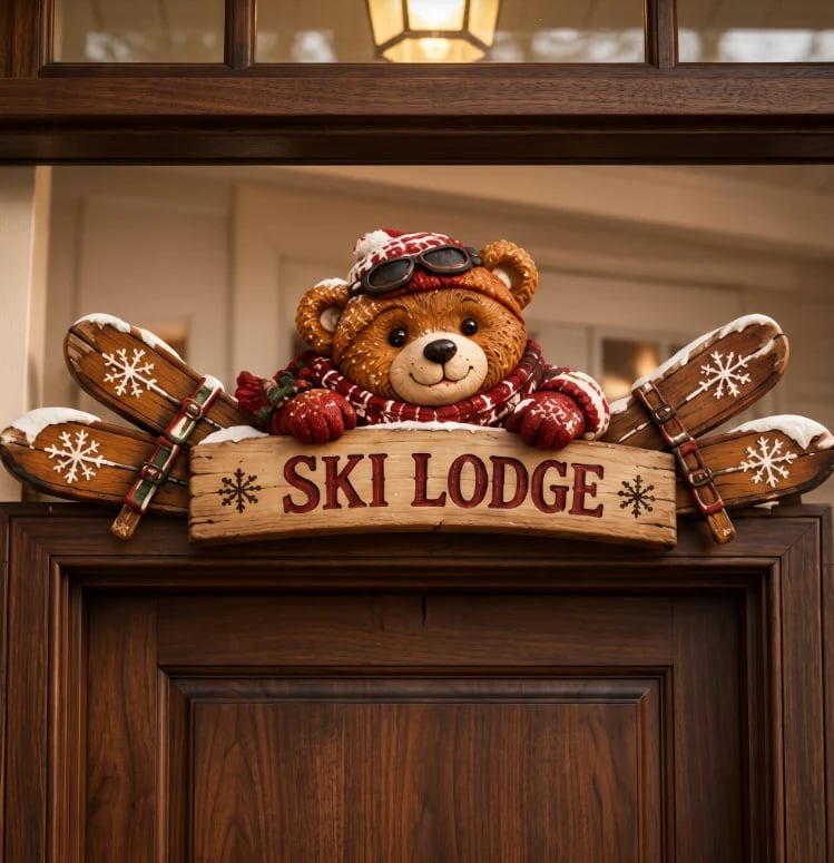 🎄 Rustic Winter Mountain Cabin Door Frame Decor