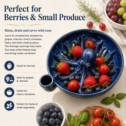 Bold Indigo Octopus Berry Colander