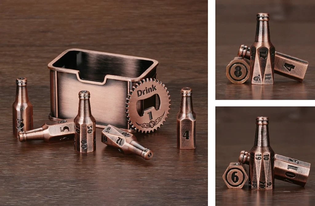 🍺 Metal Beer Bottle Dice Set – The Ultimate RPG Dice Collection 🎲