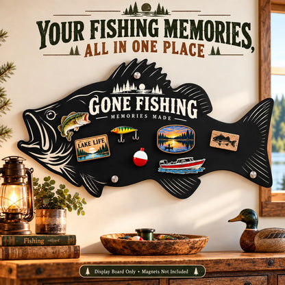 Bass-Shaped Magnetic Fishing Display Board
