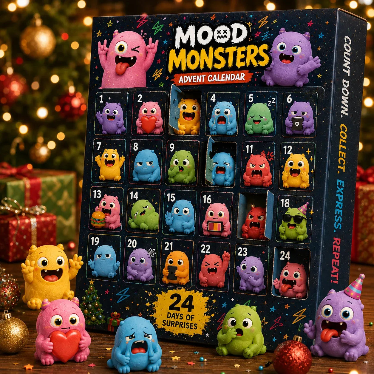 🔥😍😩 Mood Monsters Advent Calendar 2026 – 24 Moods, 24 Reactions, One Chaotic Little Crew 🎄