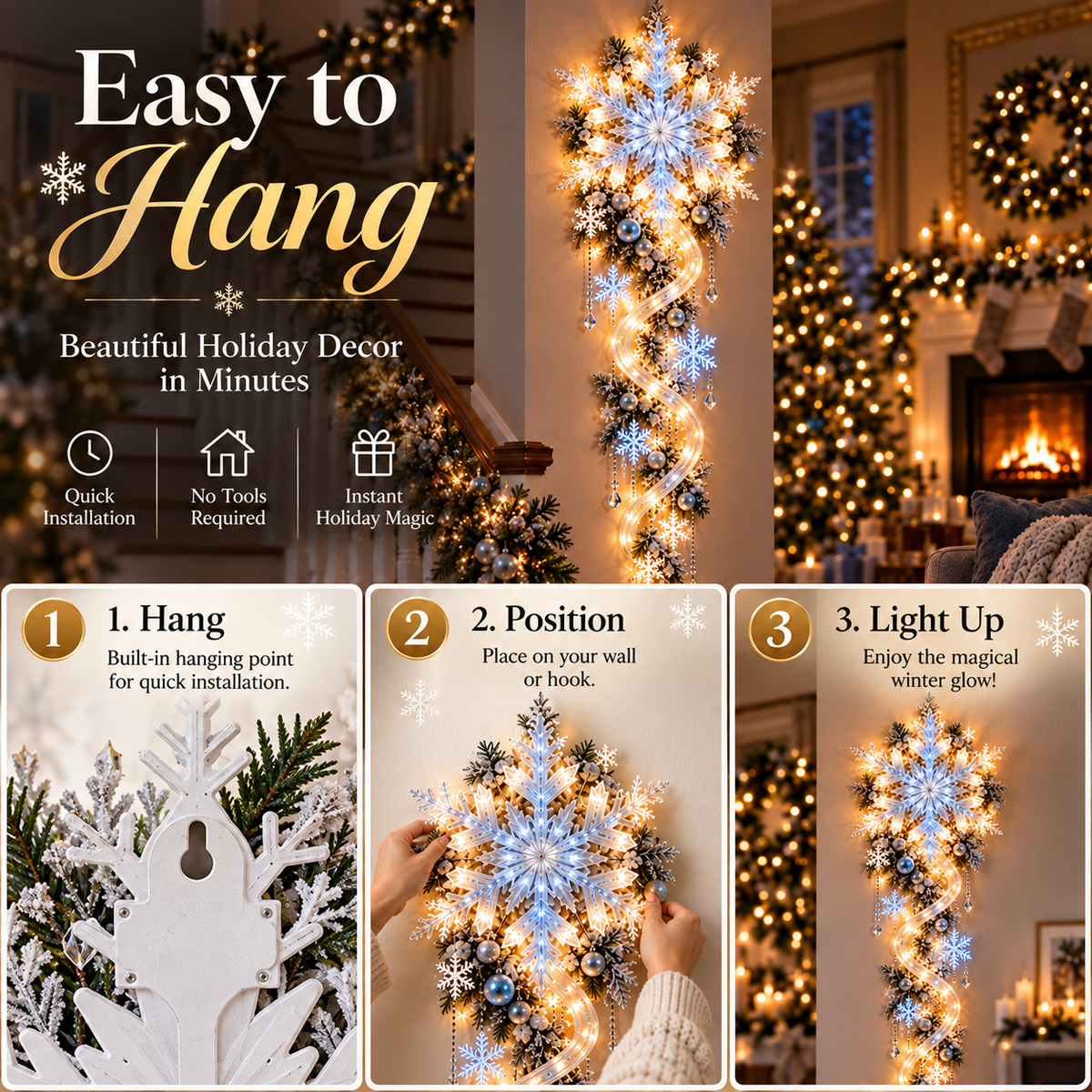 ❄️Giant Snowflake Blizzard Trail™- ✨ Let the Snowstorm Glow Indoors