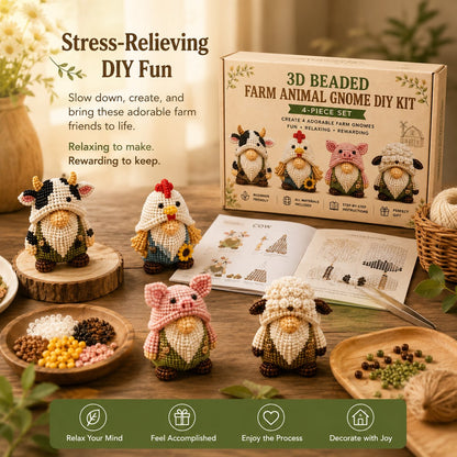🔥Last Day 70% OFF❤️3D Beaded Farm Animal Gnome DIY Kit