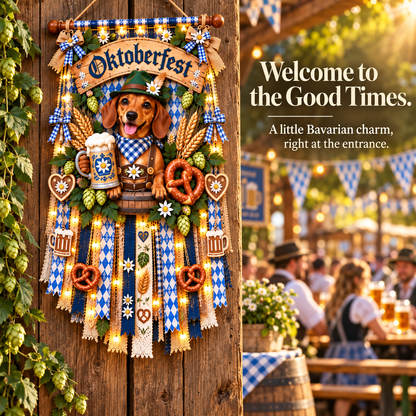 Light-Up Oktoberfest Door Hanging - Bring a Little Bavaria Home