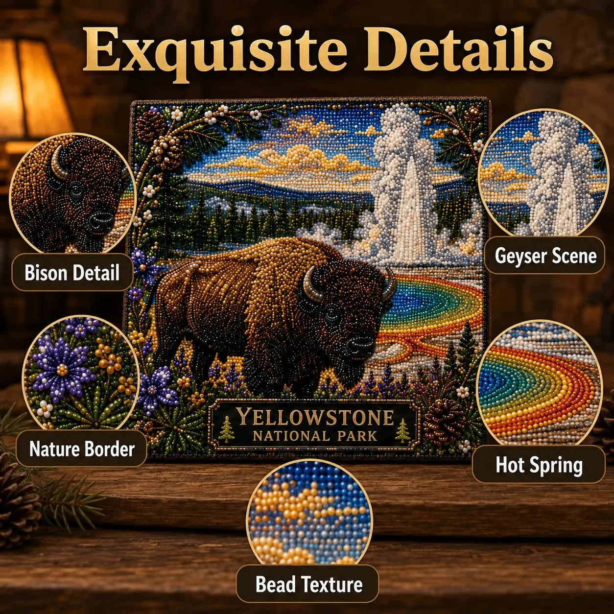 🏔️🌲 Premium 3D Pearl National Parks Wall Art Kit | Luxury Flocked Canvas with Scratch-Resistant Non-Fading Pearl Beads DIY Nature Decor ✨