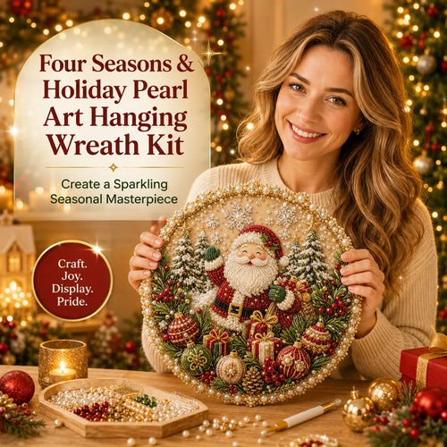 🌸🌻🍂🎄 LAST DAY 49% OFF – ✨ Four Seasons & Holiday Pearl Art Hanging Wreath Kit | Luxury Flocked Canvas with Scratch-Resistant Non-Fading Pearl Beads DIY Handmade Seasonal Decor 💎