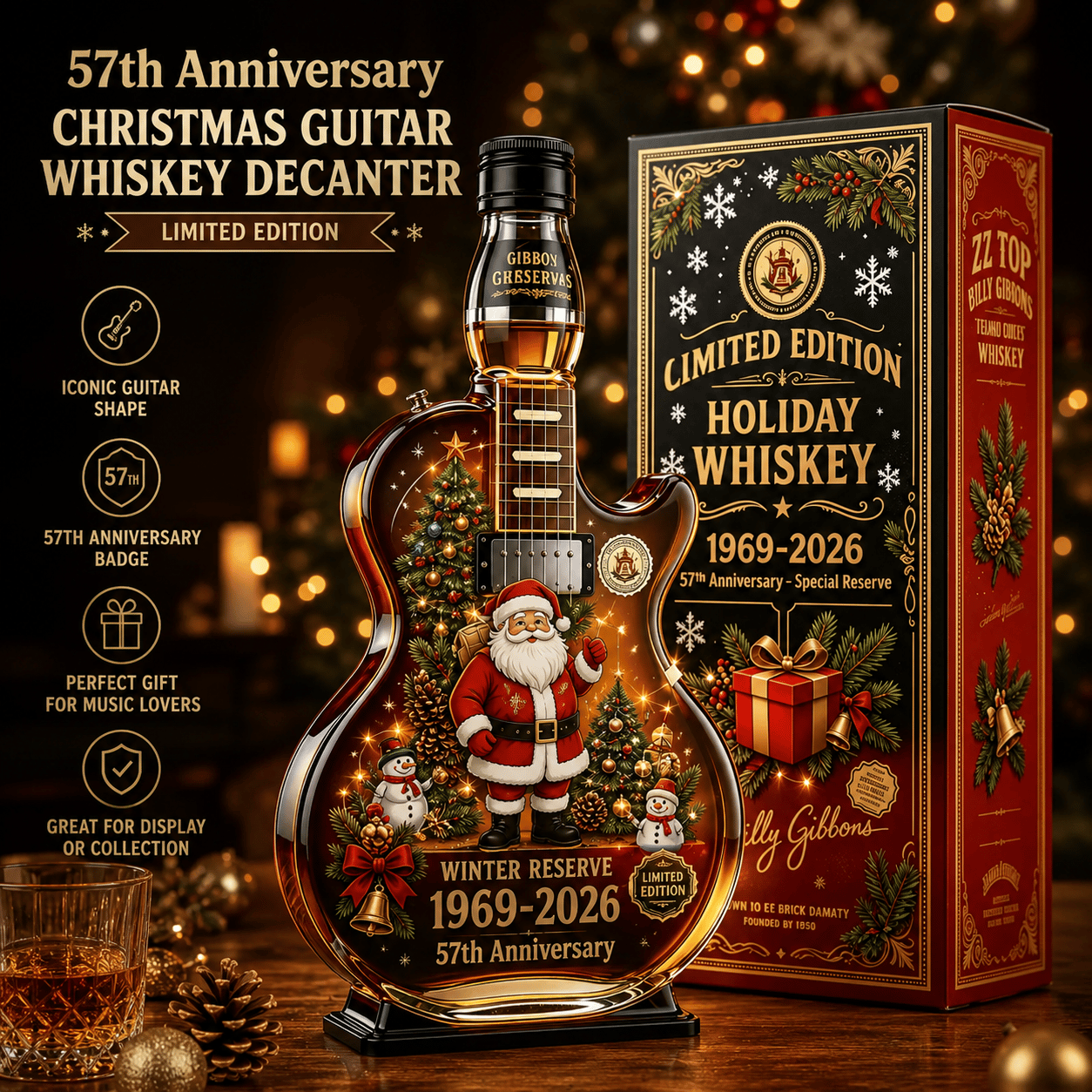 🎸🎄 Rockin’ Christmas Guitar Collector Display – 1969–2026 Anniversary Edition