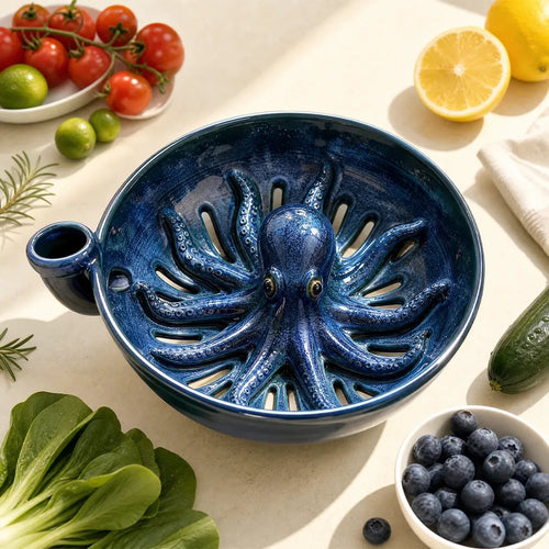 Bold Indigo Octopus Berry Colander