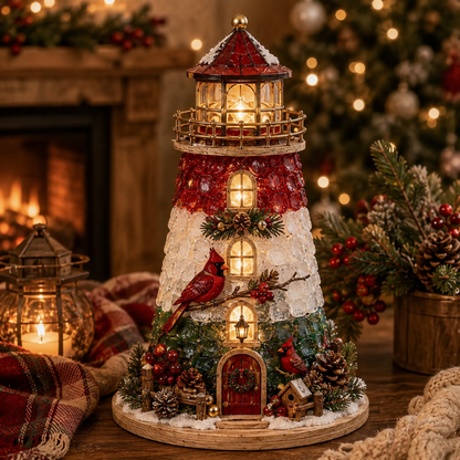 🎄Beginner-Friendly DIY Lighted Christmas Character Sea Glass-Style Lighthouse Kit Collection | Complete Kit with Sea Glass-Style Pieces, LED Lights & Step-by-Step Guide Included 💕