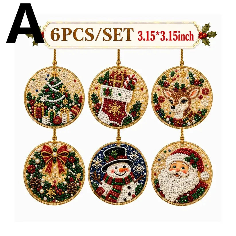 🔥LAST DAY 50% OFF - 🎄6-Piece Christmas DIY Diamond Painting Ornament Set